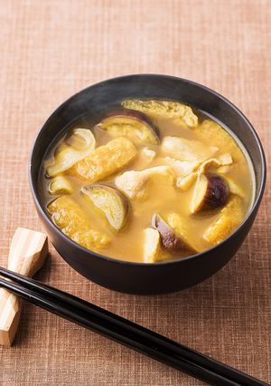 なすと豚バラのカレーみそ汁-レシピのメイン写真