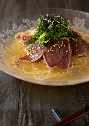 冷やし茶漬け風！さっぱり鰹の冷製ビーフン-レシピのメイン写真
