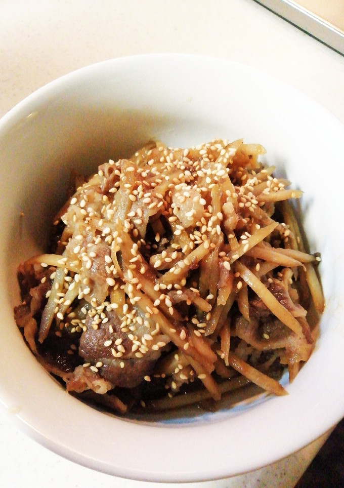 ごぼうと牛肉の焼き肉のタレ炒め-レシピのメイン写真
