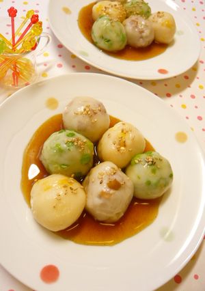 3色白玉♪たれはカレー風味-レシピのメイン写真