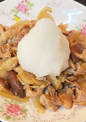 豚肉椎茸のポン酢炒め(大根おろし)簡単-レシピのメイン写真