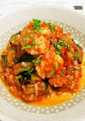 海老団子と茄子のピリ辛トマト煮-レシピのメイン写真