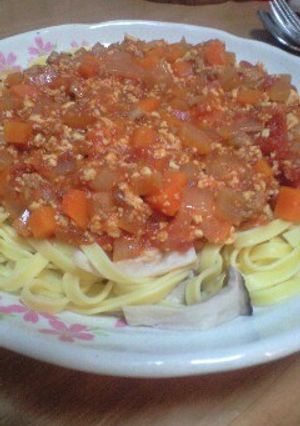 ヘルシー豆腐ミートソースパスタ-レシピのメイン写真