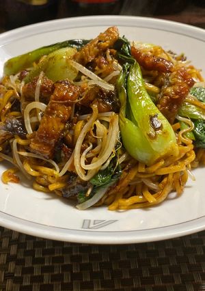 鰻蒲焼と 青梗菜の 山椒焼きそば-レシピのメイン写真