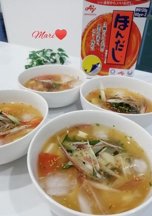 薬味いっぱい♡豆腐とトマトの冷やしみそ汁-レシピのメイン写真