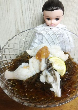 リカちゃん♡もずく湯引き鱧の酢の物(梅)-レシピのメイン写真