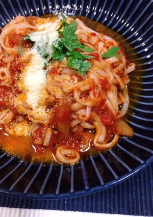 1人分レシピ：低糖質麺アラビアータ-レシピのメイン写真