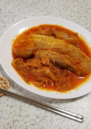 超簡単!キムチチム(豚肉とキムチ蒸し)-レシピのメイン写真