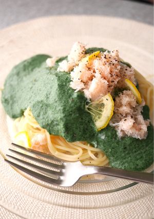 モロヘイヤと"生スピルリナ"の冷製パスタ-レシピのメイン写真