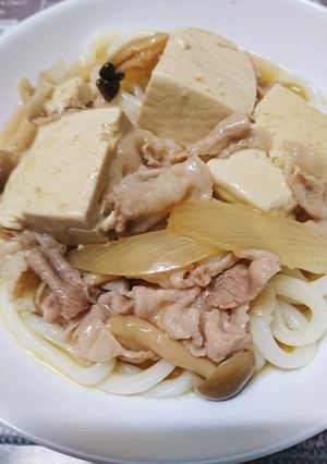 栄養満点！豚バラ豆腐野菜のあんかけうどん-レシピのメイン写真