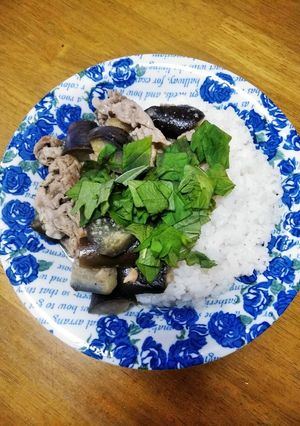 梨湖のなす豚青じそスープかけご飯-レシピのメイン写真