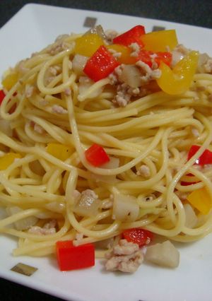 鳥ひき肉とごぼうのパスタ-レシピのメイン写真