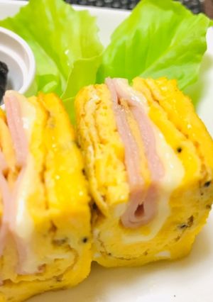 子供が喜ぶチーズとハムの玉子焼き-レシピのメイン写真