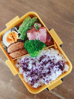 アスパラとベーコンのマヨ炒め弁当♪-レシピのメイン写真