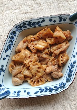 時短鶏ももとレンコンの甘辛味噌炒め（鶏肉-レシピのメイン写真