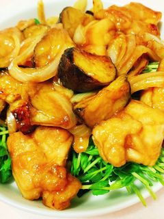 鶏モモとナスの甘ポン酢炒め-レシピのメイン写真