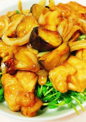 鶏モモとナスの甘ポン酢炒め-レシピのメイン写真