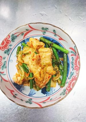 ニンニクの芽とささみのキムチ炒め-レシピのメイン写真