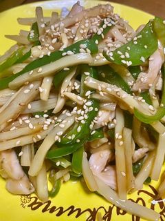 俺流!サラダチキンで冷やし青椒肉絲-レシピのメイン写真