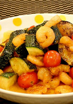 エビとズッキーニとトマトのマヨ醤油炒め-レシピのメイン写真