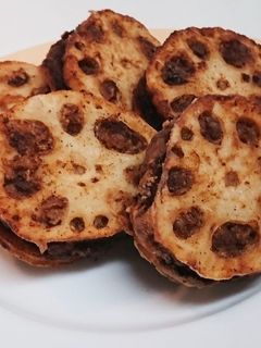 こんがり美味しい!レンコンのはさみ揚げ-レシピのメイン写真