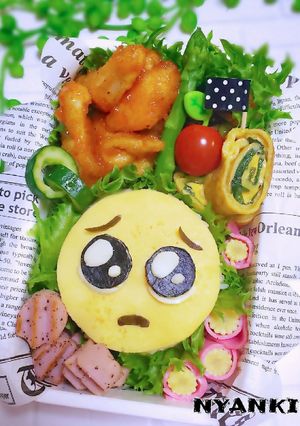 薄焼きたまごで ぴえん キャラ弁-レシピのメイン写真