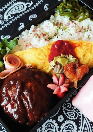 2020/7/30 ハンバーグ弁当-レシピのメイン写真