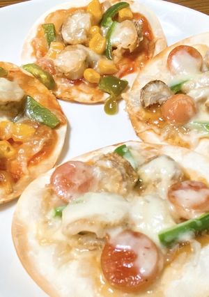 ベビーホタテのパリパリピザ-レシピのメイン写真