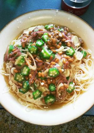 ☆納豆とオクラのネバネバ冷やし素麺☆-レシピのメイン写真