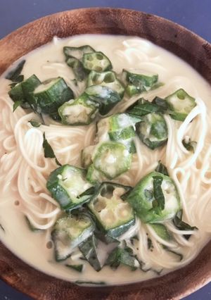 パパッとランチ☆オクラと大葉の豆乳素麺-レシピのメイン写真