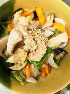 全てレンジ胸肉なす梅さっぱり味青椒肉絲風-レシピのメイン写真