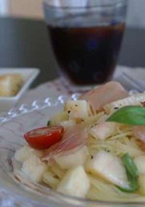 新感覚☆桃と生ハムの冷製パスタ♪-レシピのメイン写真