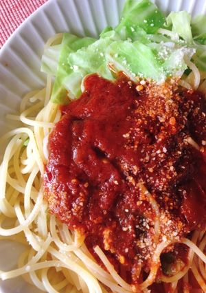 1人分レシピ：キャベツかさましパスタ-レシピのメイン写真
