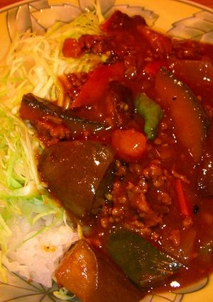 茄子とカボチャとひき肉の夏野菜カレー-レシピのメイン写真