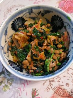 レンジで!モロヘイヤのキムチ納豆和え-レシピのメイン写真