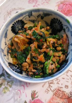 レンジで！モロヘイヤのキムチ納豆和え-レシピのメイン写真