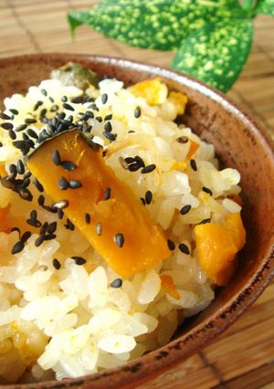 ほっこり秋味♡かぼちゃと小エビのおこわ-レシピのメイン写真