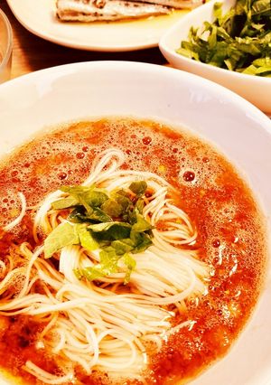 トマトおろしめんつゆ素麺-レシピのメイン写真
