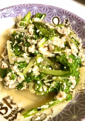 さっぱり梅豆腐和え水菜サラダ-レシピのメイン写真