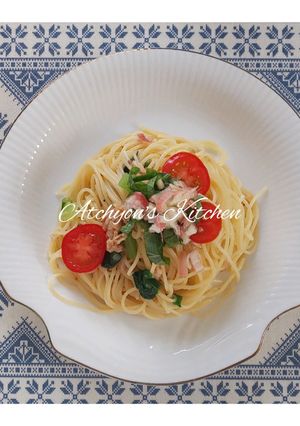 簡単！青ジソ、茗荷のっけ冷製パスタ-レシピのメイン写真