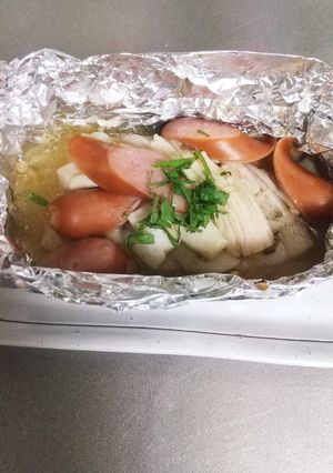 ♪白身魚のホイル蒸しウインナーのせ♪-レシピのメイン写真