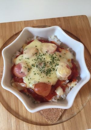 簡単朝ご飯!ピザソースご飯でピザドリア♡-レシピのメイン写真