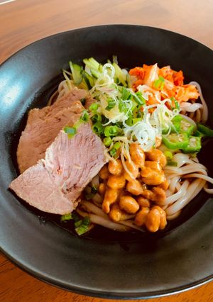 腹ぺこ男子パクパク！冷製納豆キムチうどん-レシピのメイン写真