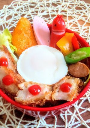 カレーピラフでトルコライス風お弁当-レシピのメイン写真