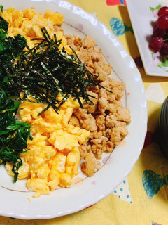 お昼ご飯に簡単美味しい3色そぼろ丼-レシピのメイン写真