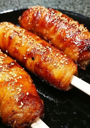 【串にさしたらお祭り気分】肉巻きおにぎり-レシピのメイン写真
