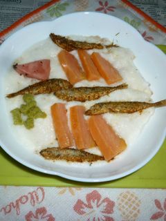 とろろ+Sサーモン+豆あじ燻製のタパス-レシピのメイン写真