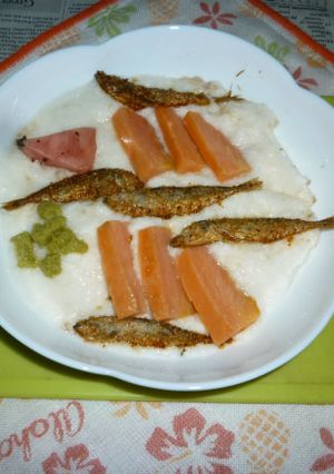 とろろ＋Sサーモン＋豆あじ燻製のタパス-レシピのメイン写真