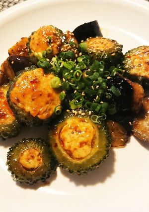 甘辛♪ゴーヤの肉詰めと茄子の照り焼き-レシピのメイン写真