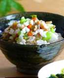 【腸活】枝豆と蓮根と野沢菜の混ぜご飯